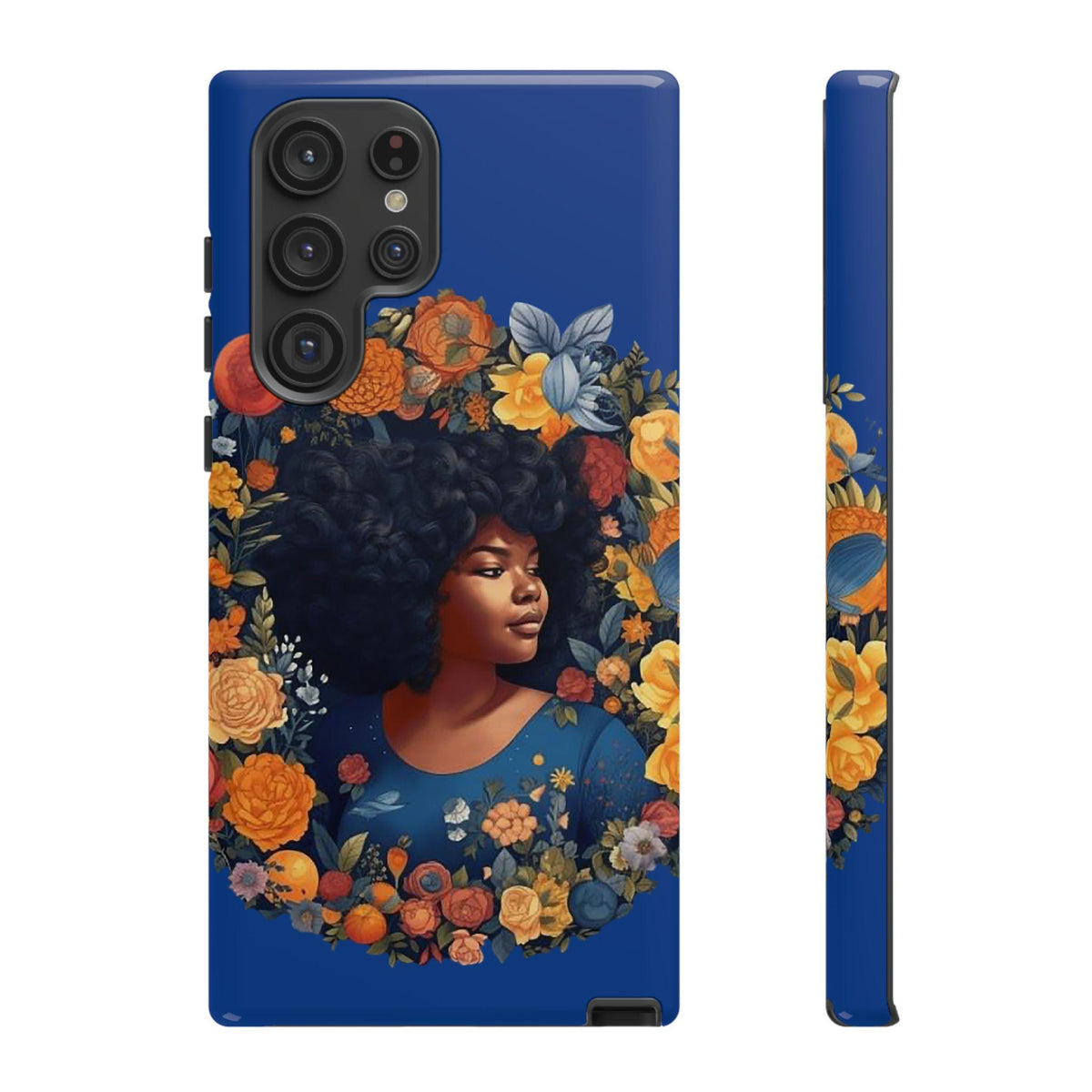 Samsung Galaxy S22 Samsung Galaxy S22 Plus Samsung Galaxy S22 Ultra Tough Case African American Black Women Flower Wreath Blue Green Orange